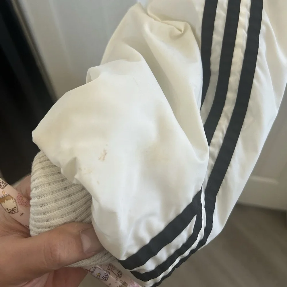 Vintage Y2K Adidas Men's Reversible Hooded Puffer Jacket XXL Retro White‎ Black